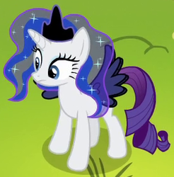 Size: 279x284 | Tagged: safe, screencap, princess luna, rarity, pony, g4, testing testing 1-2-3, clothes, costume, lunarity