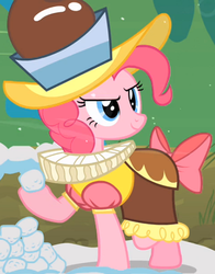 Size: 479x610 | Tagged: safe, screencap, chancellor puddinghead, pinkie pie, g4, hearth's warming eve (episode), clothes, costume, ruff (clothing)