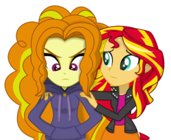 Size: 5012x4109 | Tagged: safe, artist:mit-boy, edit, adagio dazzle, sunset shimmer, equestria girls, g4, absurd resolution, duo, female, lesbian, ship:sunsagio, shipping, simple background, transparent background, vector