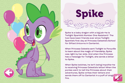 Size: 480x320 | Tagged: safe, ruckus media group, spike, dragon, g4, my little pony: twilight sparkle teacher for a day, official, male, profile, solo, text