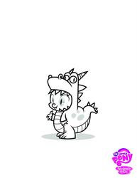 Size: 742x960 | Tagged: safe, spike, dragon, g4, official, clothes, coloring page, costume, lineart, male, nightmare night, solo