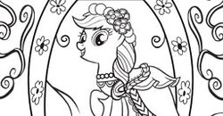 Size: 256x133 | Tagged: safe, applejack, g4, official, female, lineart, monochrome, solo