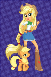 Size: 308x464 | Tagged: safe, applejack, earth pony, pony, anthro, equestria girls, g4, official, alternative cutie mark placement, anthro ponidox, equestria girls plus, facial cutie mark, female, ponied up, self ponidox, solo, stock vector