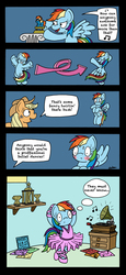 Size: 2480x5374 | Tagged: safe, artist:bobthedalek, applejack, rainbow dash, pegasus, pony, castle sweet castle, g4, ballerina, ballet, blushing, clothes, comic, dancing, eyes closed, female, freckles, girly, gramophone, make this castle a home, mare, open mouth, pirouette, poker face, rainbow dash always dresses in style, rainbowrina, secret, sweat, tomboy taming, trophy, tutu, twirl