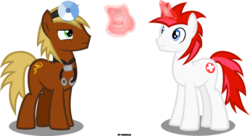 Size: 7769x4213 | Tagged: safe, artist:skrollz, oc, oc only, oc:helpinghoof, oc:life bloom, pony, unicorn, fallout equestria, absurd resolution, simple background, transparent background, vector