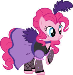 Size: 2810x2879 | Tagged: safe, pinkie pie, earth pony, pony, g4, official, over a barrel, castle creator, clothes, female, high res, raised hoof, saloon dress, saloon pinkie, simple background, solo, stockings, transparent background, vector