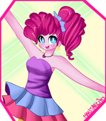 Size: 1400x1600 | Tagged: safe, artist:manjarcito, pinkie pie, equestria girls, friendship through the ages, g4, my little pony equestria girls: rainbow rocks, bare shoulders, female, new wave pinkie, sleeveless, solo, strapless