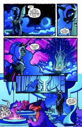 Size: 1160x1783 | Tagged: safe, idw, official comic, jerome, larry, nightmare moon, alicorn, nyx (moon creatures), pony, fiendship is magic #4, g4, my little pony: fiendship is magic, spoiler:comic, castle, comic, ethereal mane, female, mare, moon, planet, preview, speech bubble, starry mane