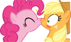 Size: 9999x5908 | Tagged: safe, applejack, pinkie pie, earth pony, pony, g4, absurd resolution, duo, female, image macro, kiss on the lips, kissing, lesbian, mare, meme, ship:applepie, shipping, simple background, surprise kiss, transparent background, vector