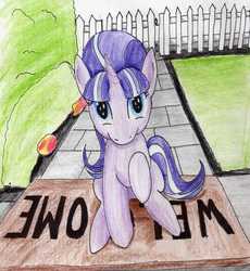 Size: 2302x2503 | Tagged: safe, artist:40kponyguy, derpibooru exclusive, starlight glimmer, pony, unicorn, g4, cute, female, glimmerbetes, high res, looking at you, mare, sitting, solo, traditional art