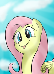 Size: 400x554 | Tagged: safe, artist:whoovespon3, fluttershy, pegasus, pony, g4, :p, cute, female, shyabetes, solo