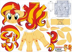 Size: 3177x2302 | Tagged: safe, artist:eljoeydesigns, sunset shimmer, pony, g4, belly button, high res, papercraft