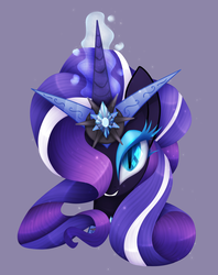 Size: 1402x1774 | Tagged: safe, artist:zmei-kira, nightmare rarity, g4, crown, evil, female, magic, portrait, redraw, smiling, solo