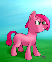 Size: 771x907 | Tagged: safe, artist:gift, oc, oc only, oc:rose, earth pony, pony, angry, female, filly, pink, solo