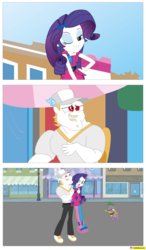 Size: 1898x3240 | Tagged: safe, artist:conikiblasu-fan, bulk biceps, rarity, spike, dog, equestria girls, g4, life is a runway, comic, jealous, raribulk, rariceps, spike the dog