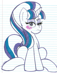 Size: 1280x1639 | Tagged: safe, artist:pearlyiridescence, starlight glimmer, g4, female, lined paper, solo, traditional art