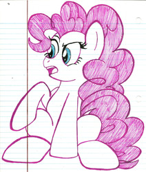 Size: 1280x1506 | Tagged: safe, artist:pearlyiridescence, pinkie pie, g4, female, lined paper, solo, traditional art