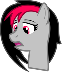 Size: 646x751 | Tagged: safe, artist:afterman, oc, oc only, oc:miss eri, black and red mane, emo, looking down, open mouth, solo, two toned mane