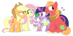 Size: 1060x520 | Tagged: safe, artist:dm29, applejack, big macintosh, fluttershy, spike, twilight sparkle, earth pony, pony, g4, lemonade, male, simple background, stallion, transparent background