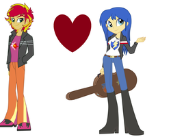 Size: 1762x1409 | Tagged: safe, flash sentry, sunset shimmer, equestria girls, g4, equestria guys, female, flare warden, male, rule 63, ship:flareglare, ship:flashimmer, shipping, straight, sunset glare