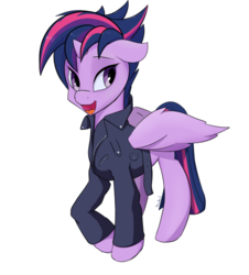 Size: 600x664 | Tagged: safe, artist:munkari, twilight sparkle, alicorn, pony, g4, alternate hairstyle, clothes, female, floppy ears, jacket, leather jacket, mare, punklight sparkle, simple background, solo, transparent background, twilight sparkle (alicorn)