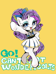 Size: 480x640 | Tagged: safe, artist:wan, rarity, pony, g4, bipedal, cheerleader, female, solo