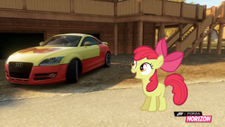 Size: 1280x720 | Tagged: safe, artist:equestianracer, apple bloom, g4, audi, audi tt, car, female, forza horizon, solo