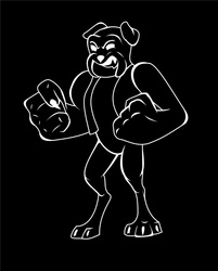 Size: 644x800 | Tagged: safe, artist:galgannet, diamond dog, fallout equestria, fallout equestria: the rovers, fist, monochrome, solo, vault boy