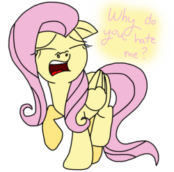 Size: 1024x1016 | Tagged: safe, artist:anyponedrawn, fluttershy, g4, blatant lies, bronybait, crying, cute, eyes closed, open mouth, raised hoof, raised leg, sad, simple background, transparent background