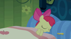 Size: 849x469 | Tagged: safe, screencap, apple bloom, bloom & gloom, g4, adorable face, adorabloom, animated, bed, cuddly, cute, cute face, cuteness overload, cutest pony alive, cutest pony ever, daaaaaaaaaaaw, female, hnnng, snuggling, weapons-grade cute, yawn