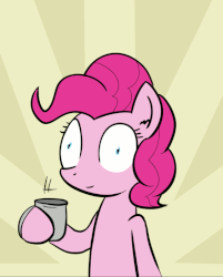 Size: 564x700 | Tagged: safe, artist:whatsapokemon, pinkie pie, earth pony, pony, g4, animated, coffee, female, pinkie found the coffee, shaking, solo, vibrating, wide eyes, xk-class end-of-the-world scenario