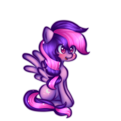 Size: 700x700 | Tagged: safe, artist:adventurepainter18, oc, oc only, oc:moonlight blossom, pegasus, pony, heart, pegasus oc, sitting, solo, wings