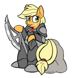 Size: 1400x1500 | Tagged: safe, artist:ramott, applejack, earth pony, anthro, g4, armor, axe, female, simple background, solo, transparent background