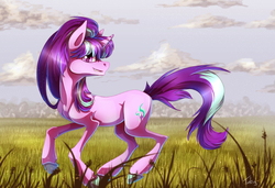 Size: 1301x892 | Tagged: safe, artist:inky-pinkie, starlight glimmer, g4, the cutie map, female, looking at you, smiling, solo