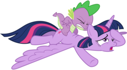 Size: 5000x2750 | Tagged: safe, artist:byteslice, spike, twilight sparkle, alicorn, pony, castle sweet castle, g4, female, implied twispike, mare, out of context, simple background, svg, transparent background, twilight sparkle (alicorn), vector