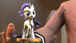 Size: 1191x670 | Tagged: safe, artist:the-lunar-brony, rarity, g4, 3d, crossover, heavy (tf2), source filmmaker, spy, spy (tf2), team fortress 2, trophy