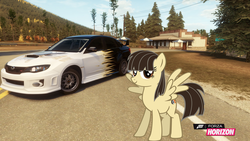 Size: 1280x720 | Tagged: safe, artist:equestianracer, wild fire, g4, car, female, forza horizon, solo, subaru, subaru impreza