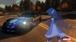 Size: 1024x576 | Tagged: safe, artist:equestianracer, princess luna, equestria girls, g4, my little pony equestria girls, car, ferrari, ferrari 599, ferrari 599xx evoluzione