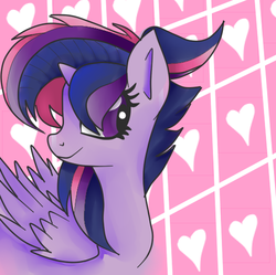 Size: 504x501 | Tagged: safe, artist:cumyns, twilight sparkle, alicorn, pony, castle sweet castle, g4, alternate hairstyle, female, hair over eyes, mare, punklight sparkle, twilight sparkle (alicorn)