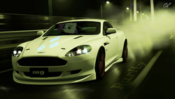 Size: 1920x1080 | Tagged: safe, artist:con360, rarity, g4, aston martin, aston martin db9, car, female, gran turismo, solo