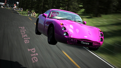 Size: 1920x1080 | Tagged: safe, artist:con360, pinkie pie, g4, balloon, car, female, gran turismo, solo, tvr, tvr tuscan
