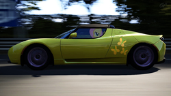 Size: 1920x1080 | Tagged: safe, artist:con360, fluttershy, g4, car, female, gran turismo, roadster, solo, tesla, tesla roadster