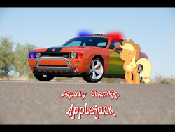 Size: 1920x1440 | Tagged: safe, artist:con360, applejack, g4, car, dodge (car), dodge challenger, female, police car, solo