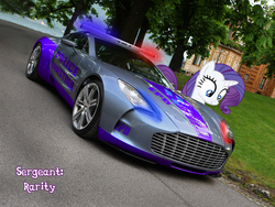 Size: 1600x1200 | Tagged: safe, artist:con360, rarity, g4, aston martin, aston martin one 77, car, female, police car, solo