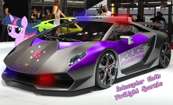 Size: 1280x782 | Tagged: safe, artist:con360, twilight sparkle, g4, car, female, lamborghini, lamborghini sesto elemento, police car, solo