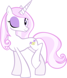 Size: 7473x8741 | Tagged: safe, artist:emu34b, fleur-de-lis, pony, unicorn, g4, absurd resolution, concave belly, cute, female, mare, miss fleur is trying to seduce us, one eye closed, raised leg, simple background, slender, smiling, solo, thin, transparent background, vector, wink