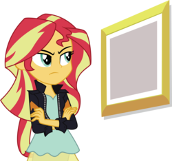 Size: 6383x5980 | Tagged: dead source, safe, artist:owlisun, sunset shimmer, equestria girls, g4, my little pony equestria girls: rainbow rocks, absurd resolution, crossed arms, exploitable, female, picture frame, simple background, solo, template, transparent background, vector