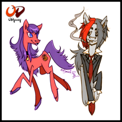 Size: 1160x1160 | Tagged: safe, artist:strayflame, oc, oc only, earth pony, pony, cigarette, ear piercing, piercing, smoking