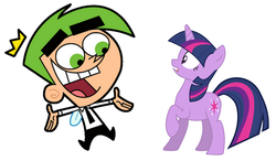Size: 1080x630 | Tagged: safe, twilight sparkle, g4, cosmo, crossover, male, the fairly oddparents, wikileaks