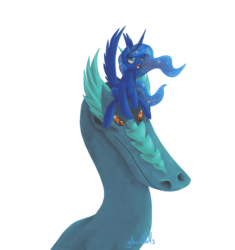 Size: 900x959 | Tagged: safe, artist:glacialfalls, princess luna, dragon, g4, simple background, transparent background